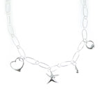Sterling Silver Hearts and Stars Charm Necklace