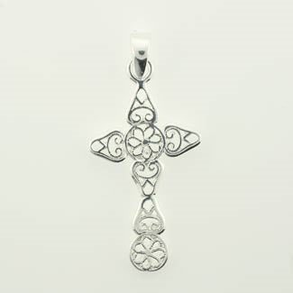 Small Cut Out Detailed Sterling Cross Pendant