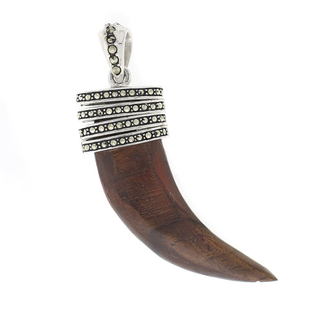 Marcasite Wrapped Wood Horn