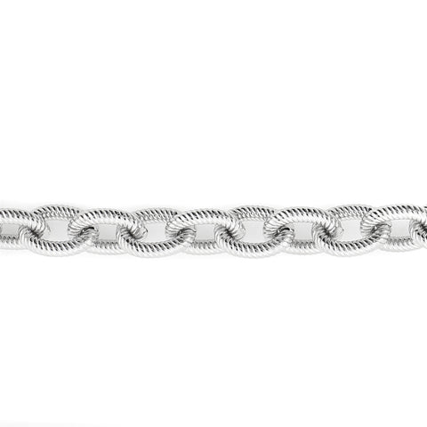 9x7mm Rhodium Plated Twisted Oval Cable Chain