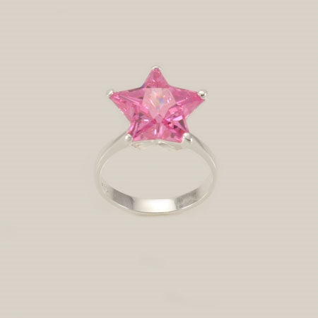 Shining Star Pink CZ Sterling Silver Ring