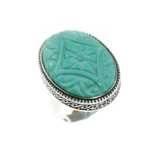 Oval Sterling Silver Turquoise Brocade Ring