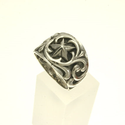Oxidized Swirling Star Ring