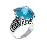 Large Blue Topaz Victorian Ring