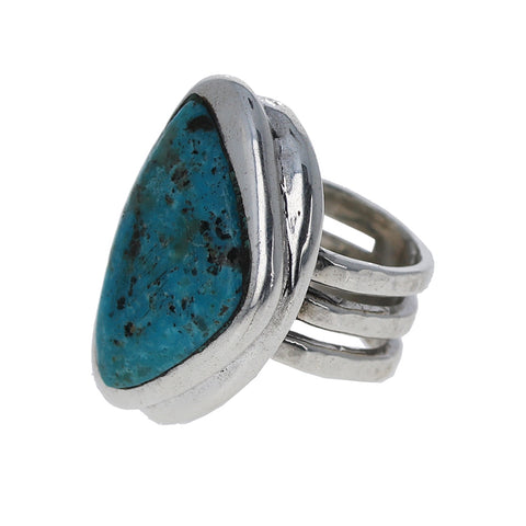 Sterling Abstract Turquoise Statement Ring