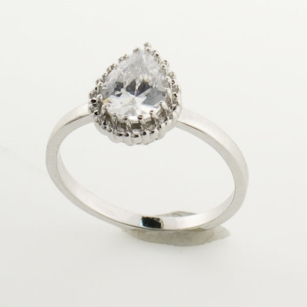 Clear CZ Pear Shaped Ring