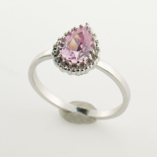 Pink CZ Pear Shaped Ring