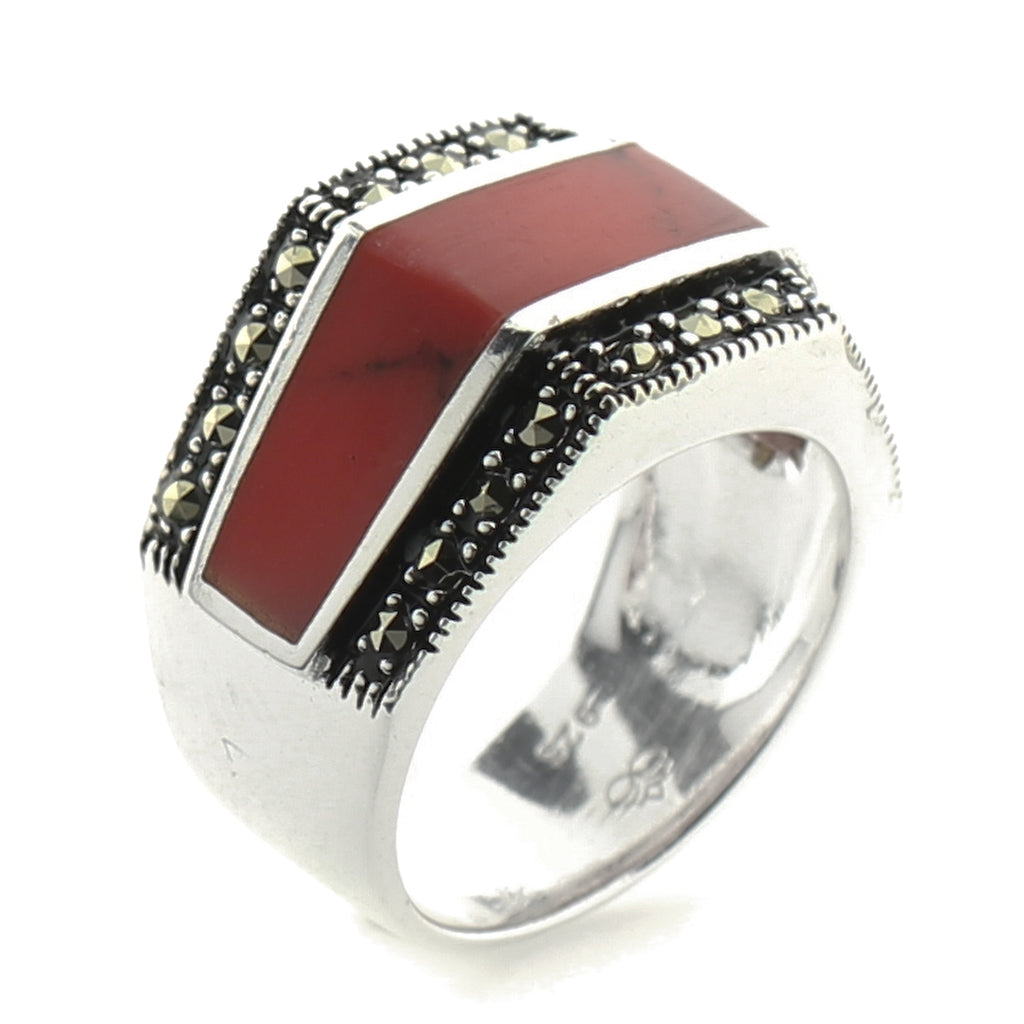 Angled Red Onyx Ring