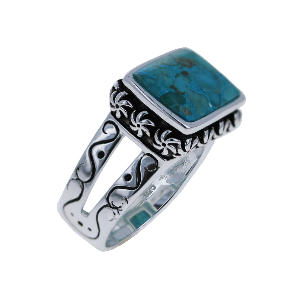 Refined Rectangular Turquoise Ring