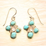 Turquoise Pebble Cross Earrings