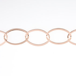 18x27mm Rose Gold Plated Flat Oval Chain