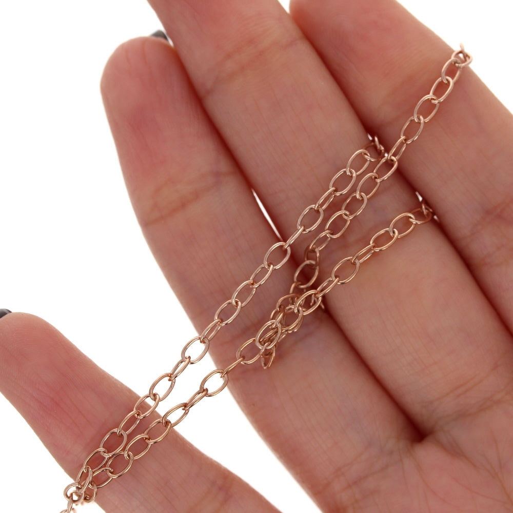 4mm Rose Gold Plated Oval Link Chain