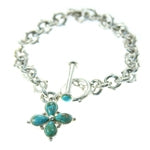 Genuine Turquoise Floral Charm Bracelet