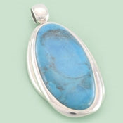 Large Abstract Turquoise Sterling Layers Pendant