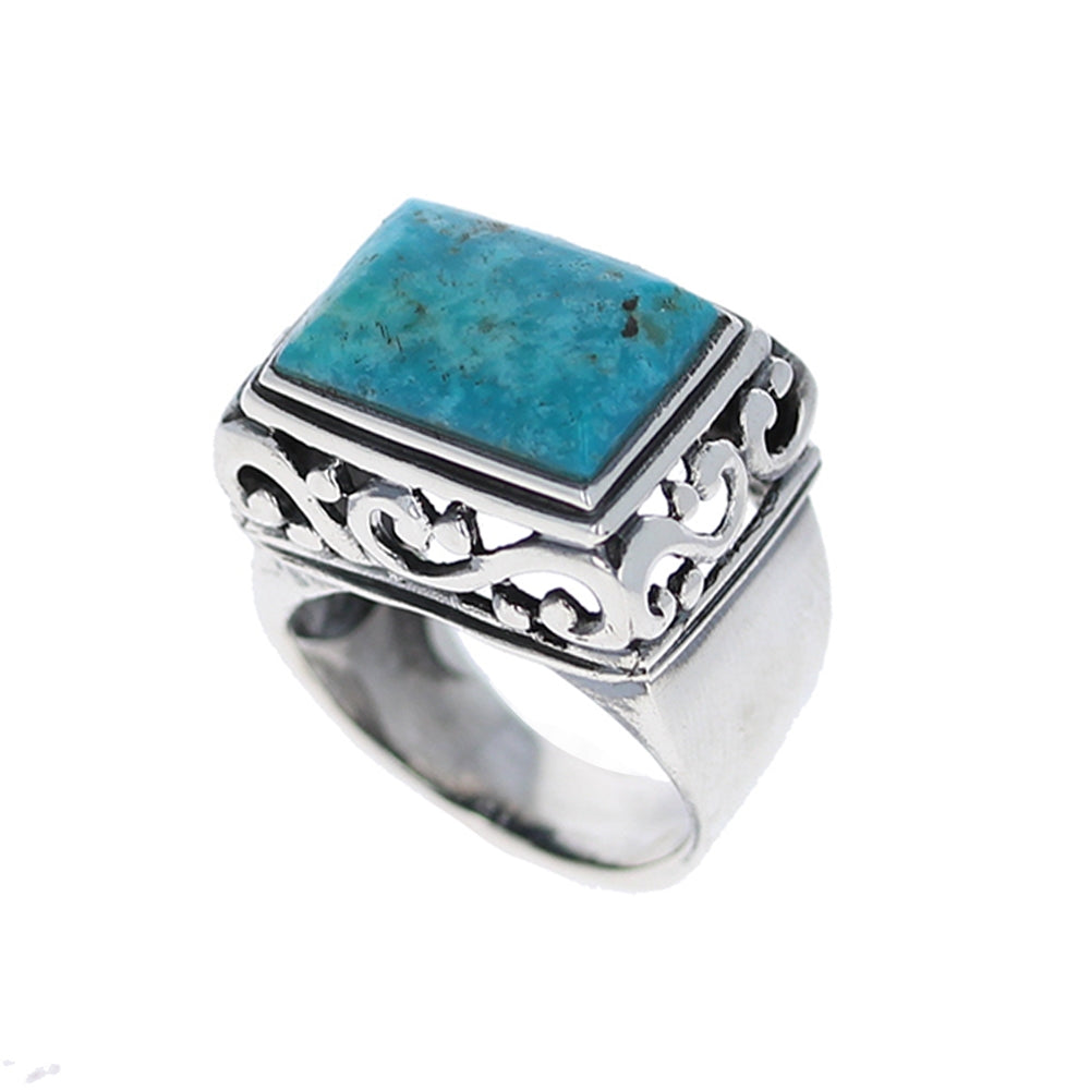 Sterling Turquoise Filigree Dome Ring