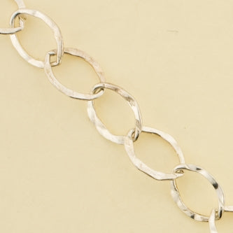 8mm Sterling Silver Hammered Link Chain