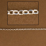 Sterling Silver 2mm Diamond Cut Oval Rolo Chain