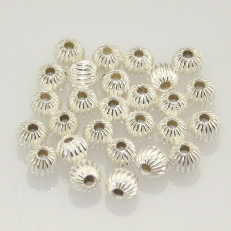 5mm Sterling Silver Fluted Beads