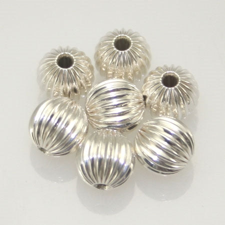8mm Sterling Silver Fluted Beads