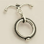 Sterling Silver Oxidized Circle Fancy Toggle 13mm