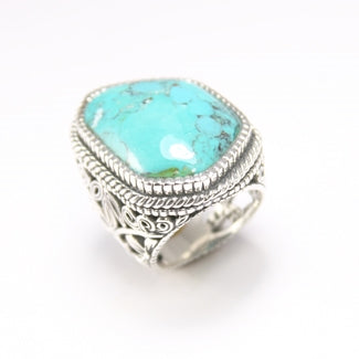 Large Asymmetrical Turquoise Sterling Silver Ring