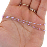 Silver Purple Bead Cable Chain