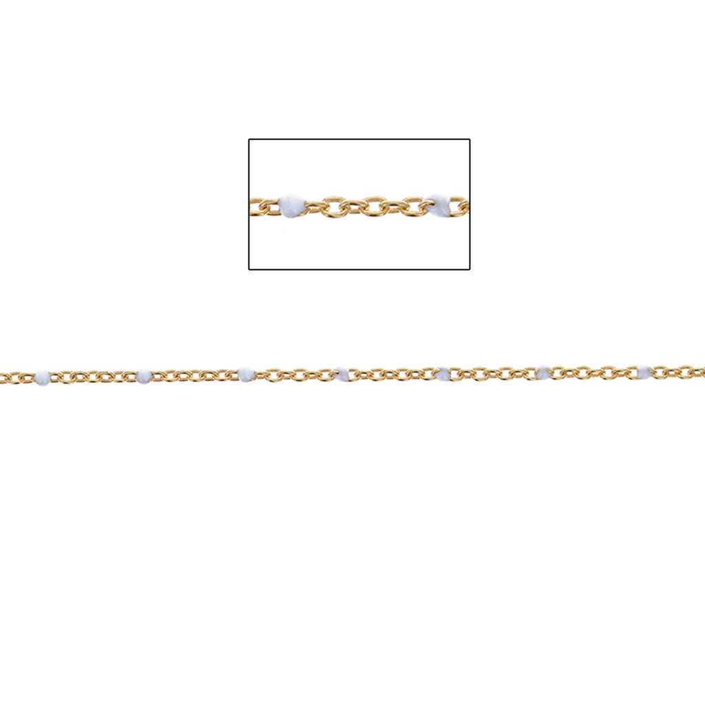 14kt GF White Bead Cable Chain