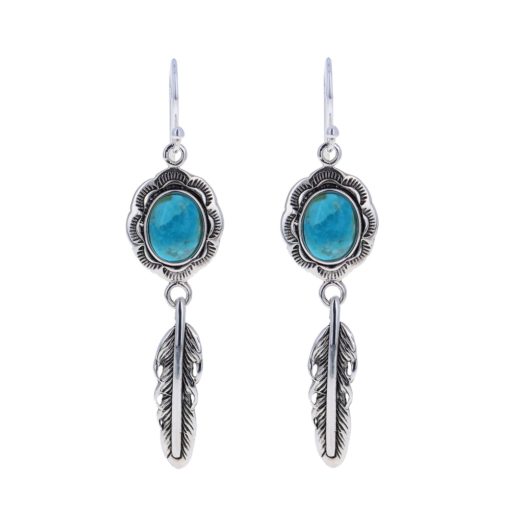 Lucky Turquoise Feather Earrings