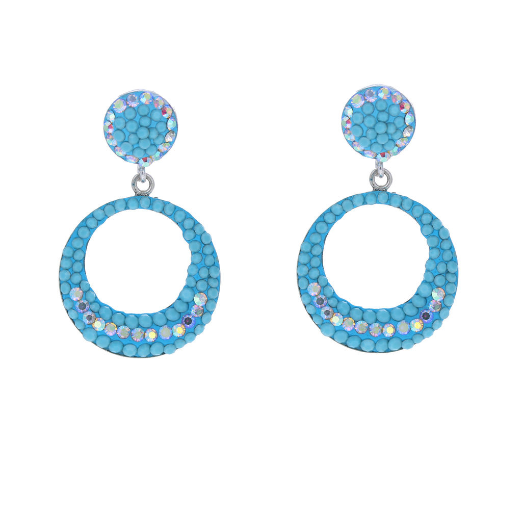 Turquoise Crystal Round Drops