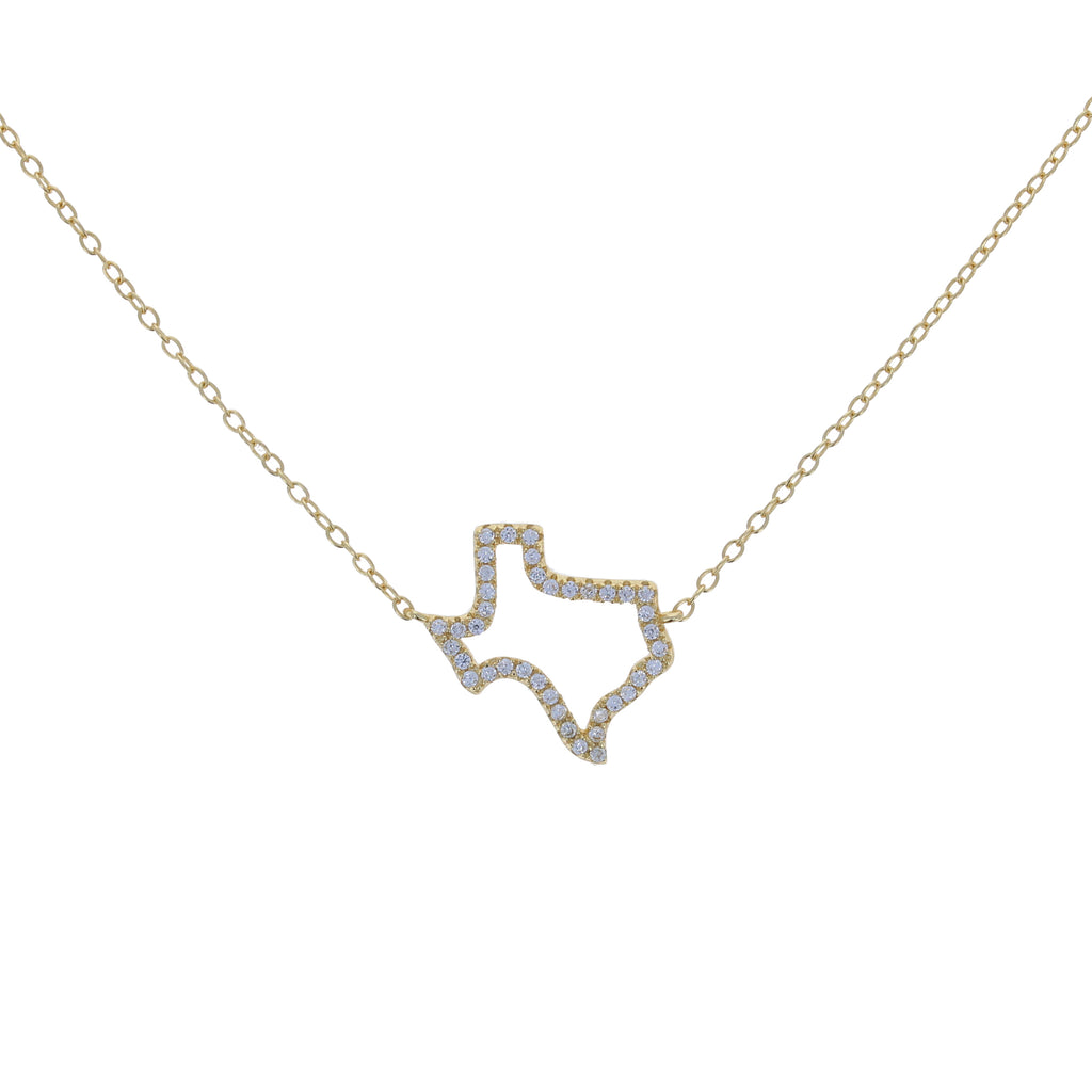 Texas Map CZ Necklace